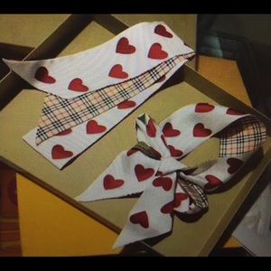 Checked heart print scarves for hair, handbags